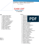 9 Class List