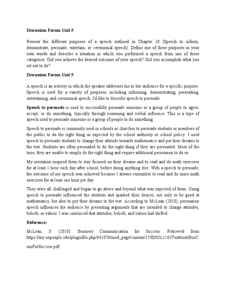 Discussion Forum Unit 5 | PDF