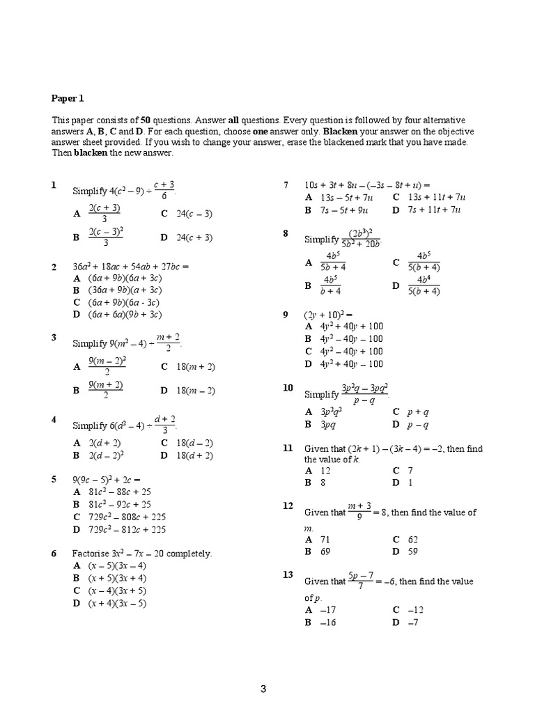 Latihan Algebra Pdf Mathematics Algebra
