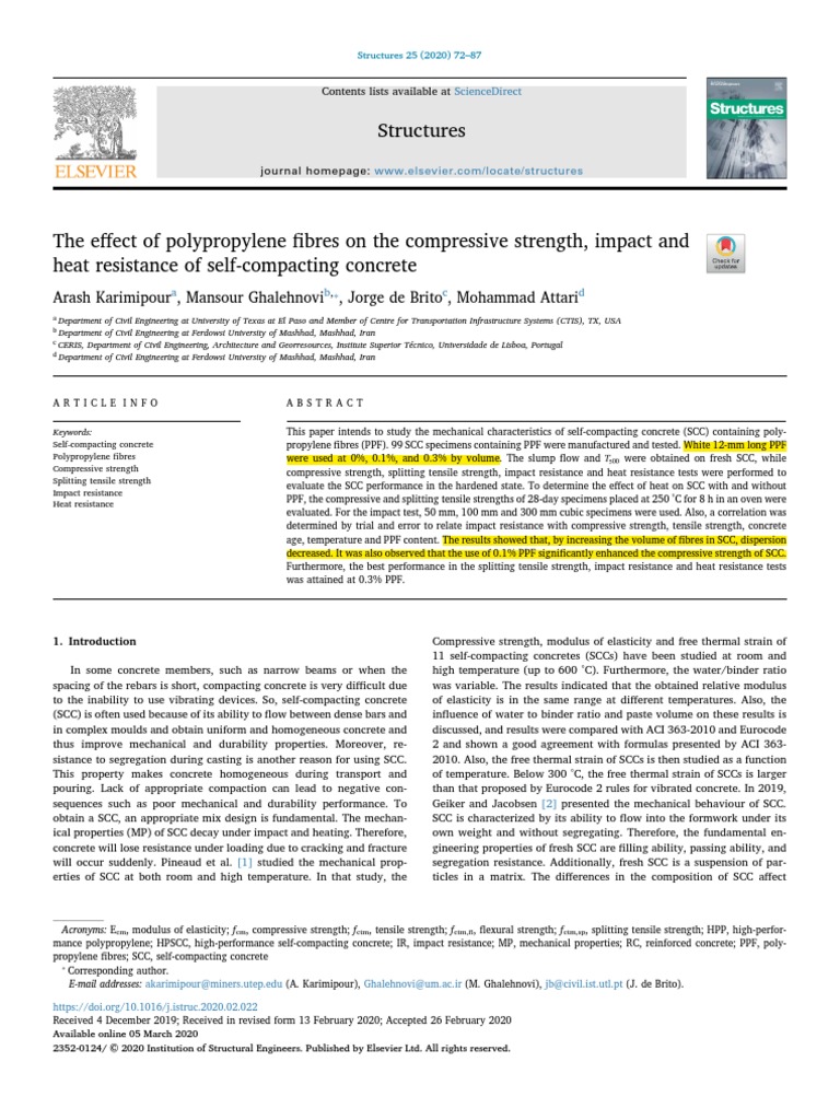 The Effect of Polypropylene Fibres On The Compressive Strength, Impact ...