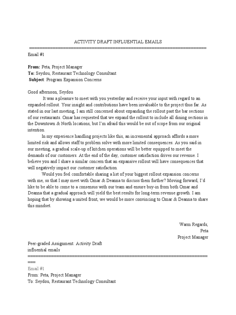 Activity Draft Influential Emails PDF Economies Business