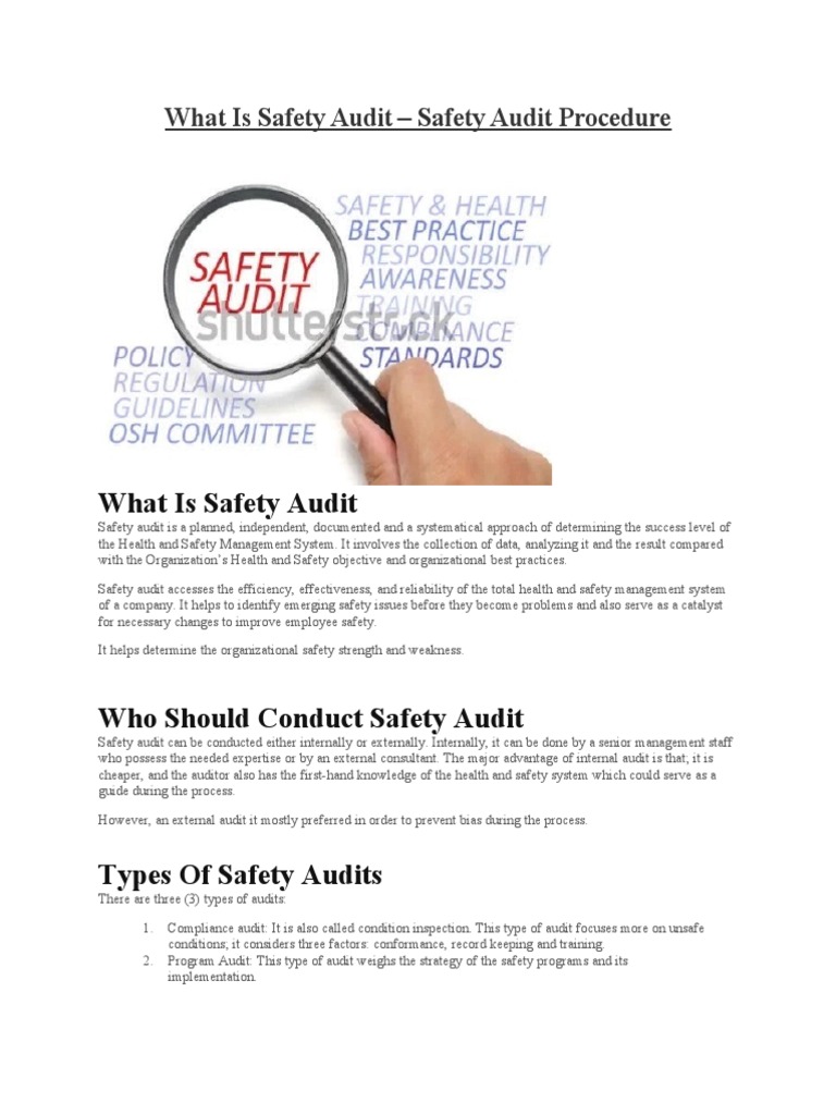Safety Audit Procedure A FiveStep Process for Conducting Effective
