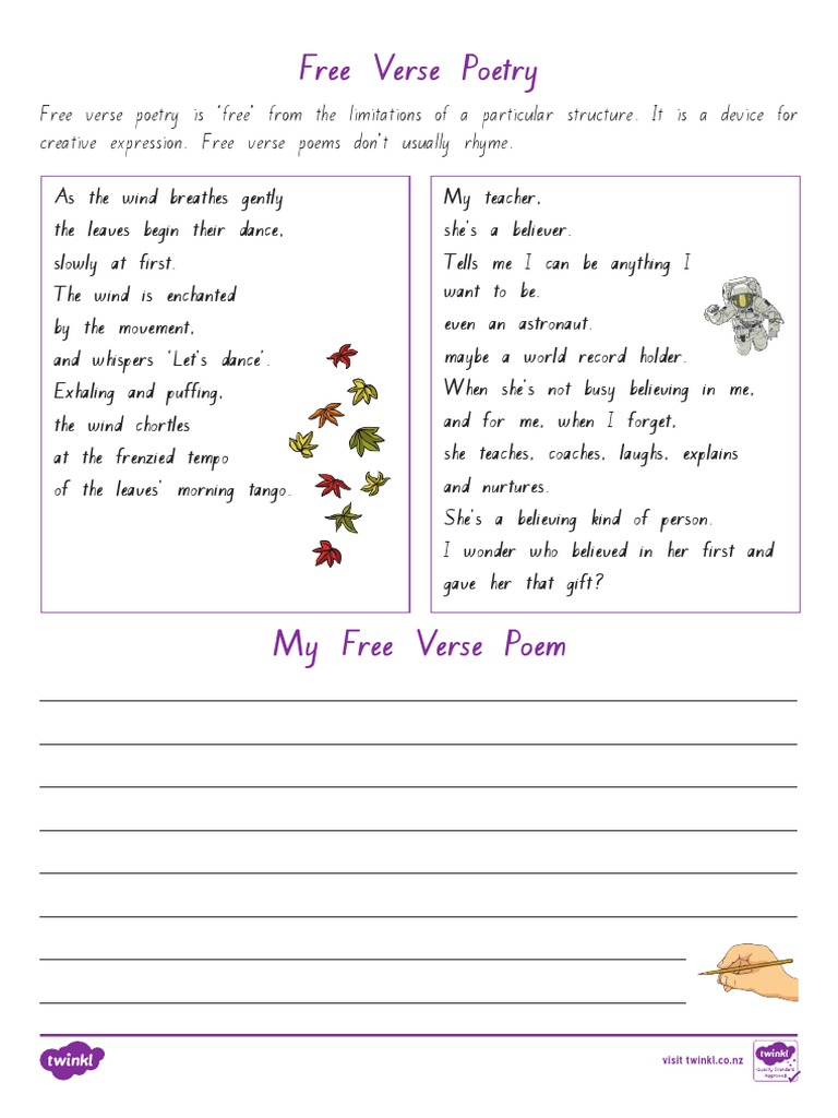 Free Verse Poetry | PDF | Poetry for Free Printable Poetry Worksheets Pdf