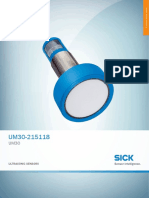 Product data sheet for UM30 ultrasonic sensors