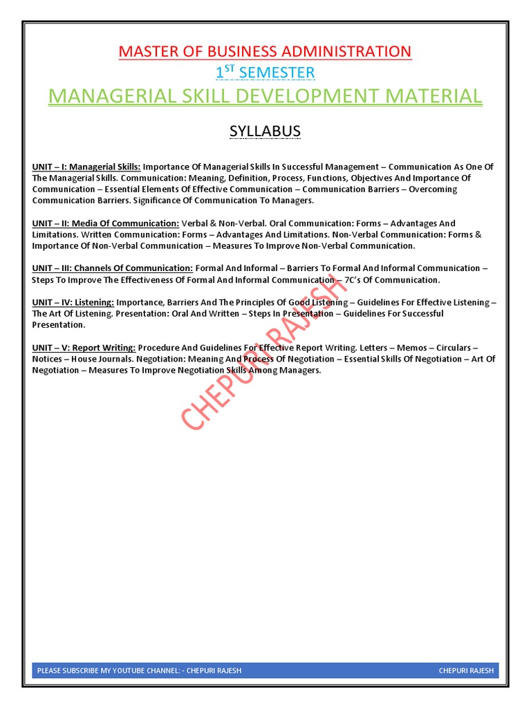 Managerial Skills Development Overview | PDF | Communication ...