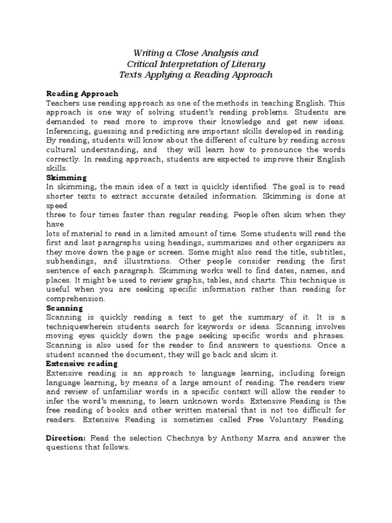 Lesson 6 writing a close analysis and pdf speed reading reading