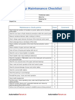 Pump Maintenance Checklist