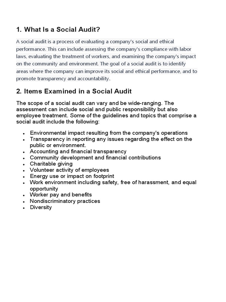 What Is A Social Audit | PDF