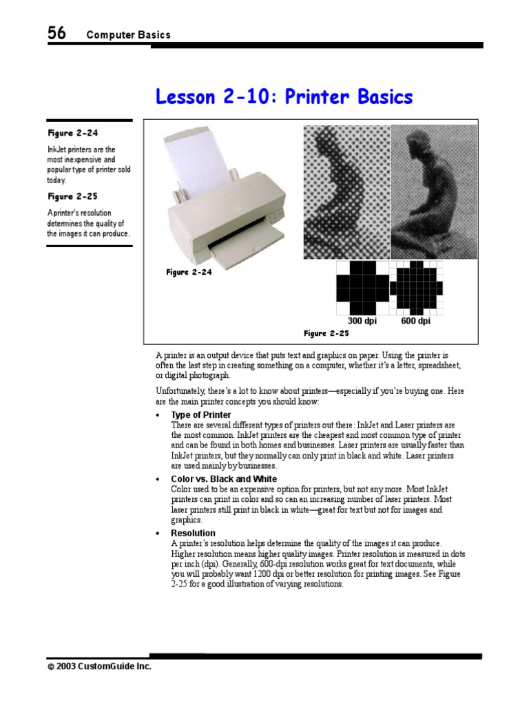 Printer Basics PDF Printer Image Resolution