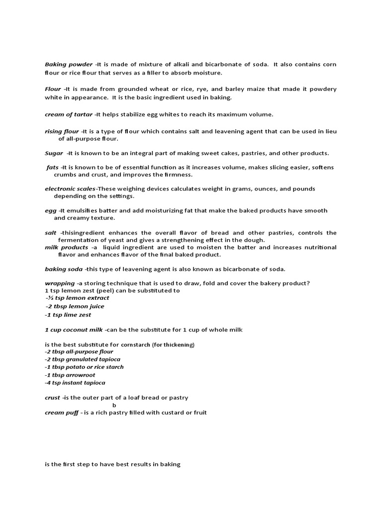 Bread and Pastry 1st Quarter PDF Breads Baking