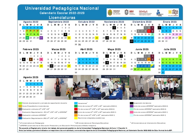 Calendario Esc. 20222023 Licenciaturas PDF
