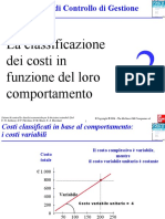 La Classificazione Dei Costi in Funzione Del Loro Comportamento