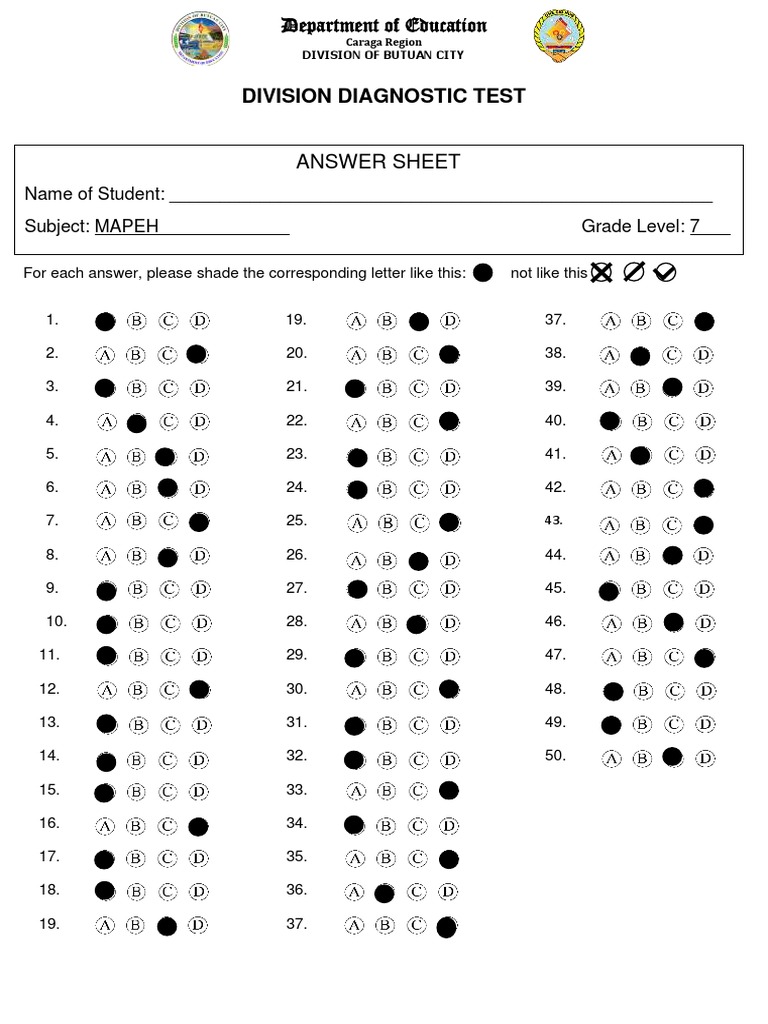 answer sheet 50 items v2 | pdf