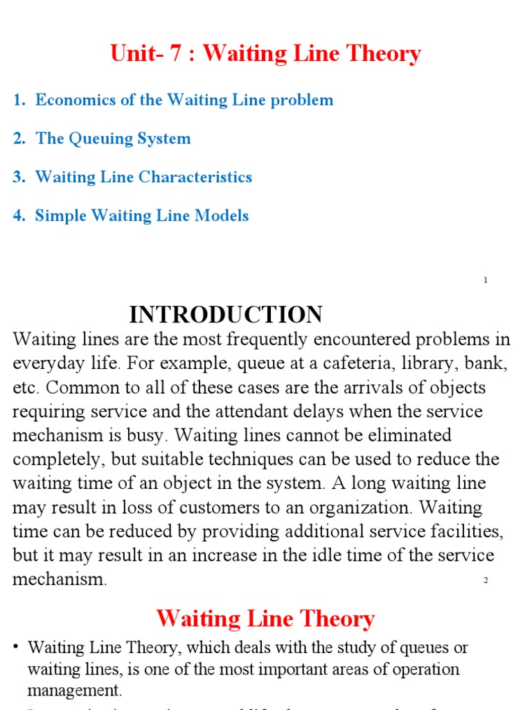 Waiting Line Theory