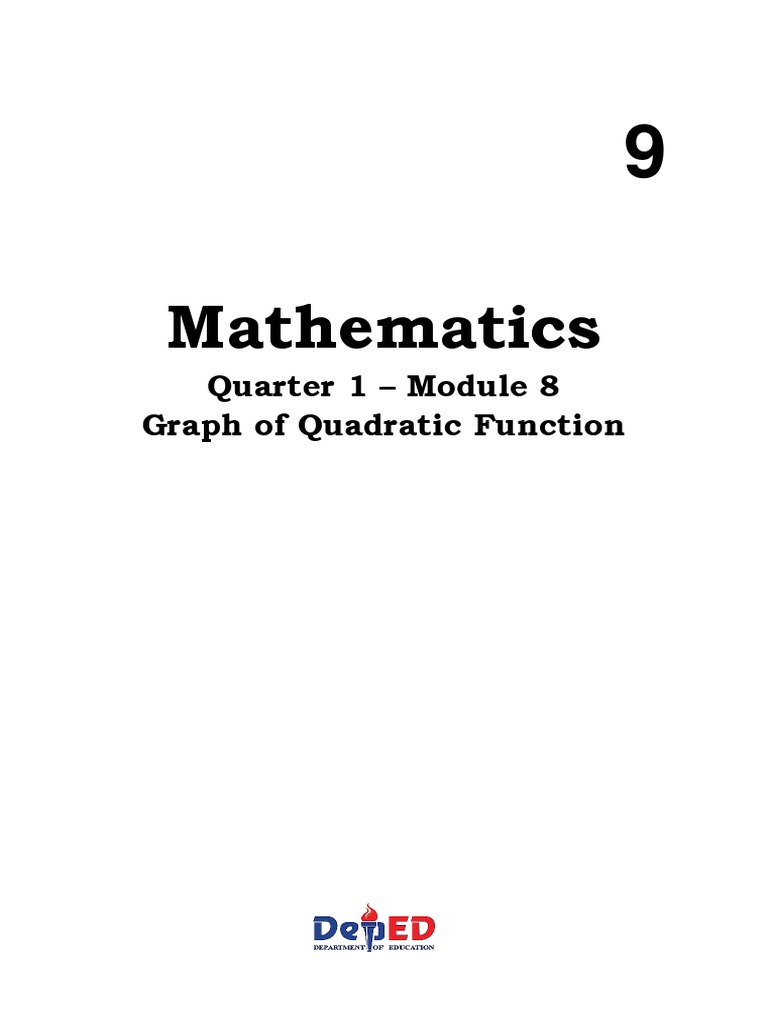 MATH 9 Q1 WK 8 MODULE 8 Graph of Quadratic Functions 3 | PDF ...