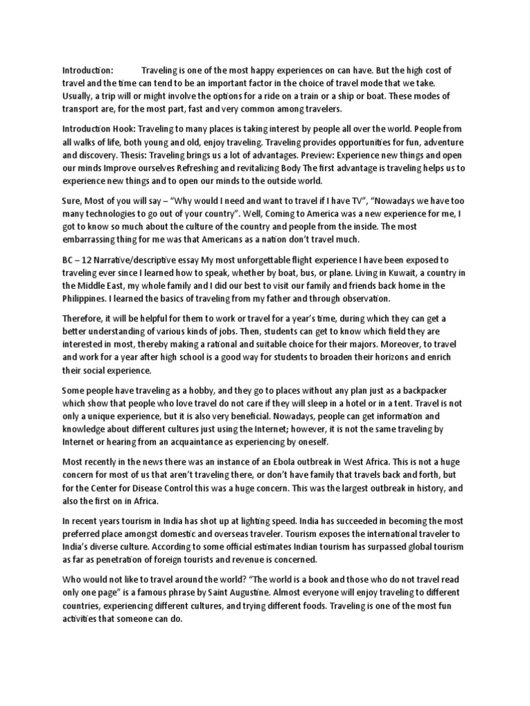 Most Recent Travel Experience PDF Tourism Experience(00)