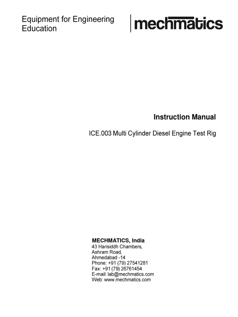 Multi Cylinder Diesel Engine Test Rig Guide | PDF | Engines | Diesel Engine