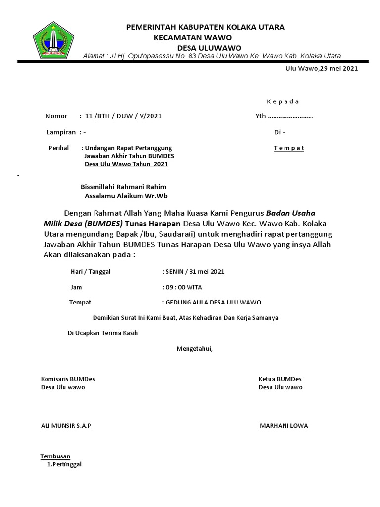 Undangan Bumdes | PDF