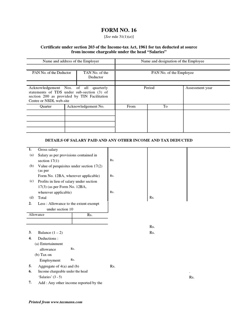 Download Form No. 16 PDF | PDF | Government Finances | Economies