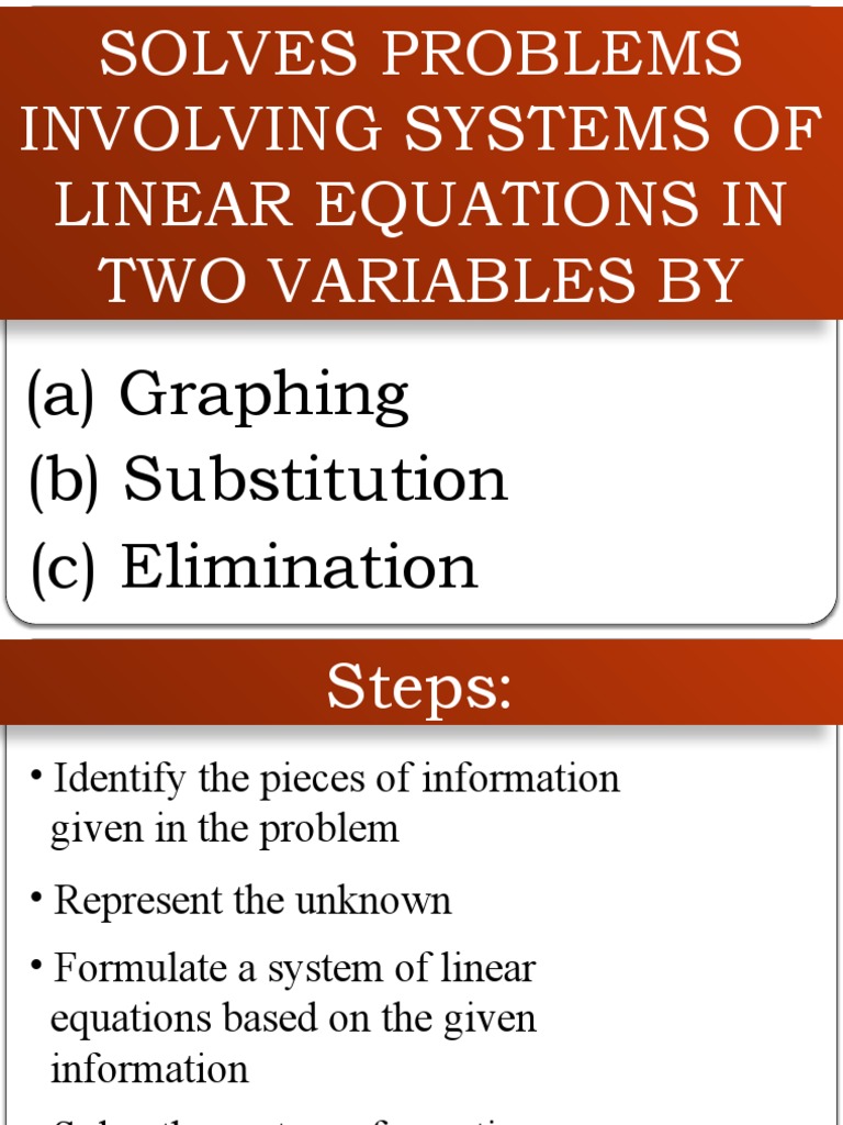 W9 Solving Problems Involving Systems of LE in Two Variables | PDF ...