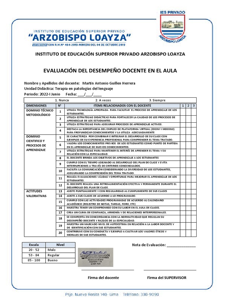 Evaluación del Desempeño Docente 2022 | PDF | Maestros | Aprendizaje