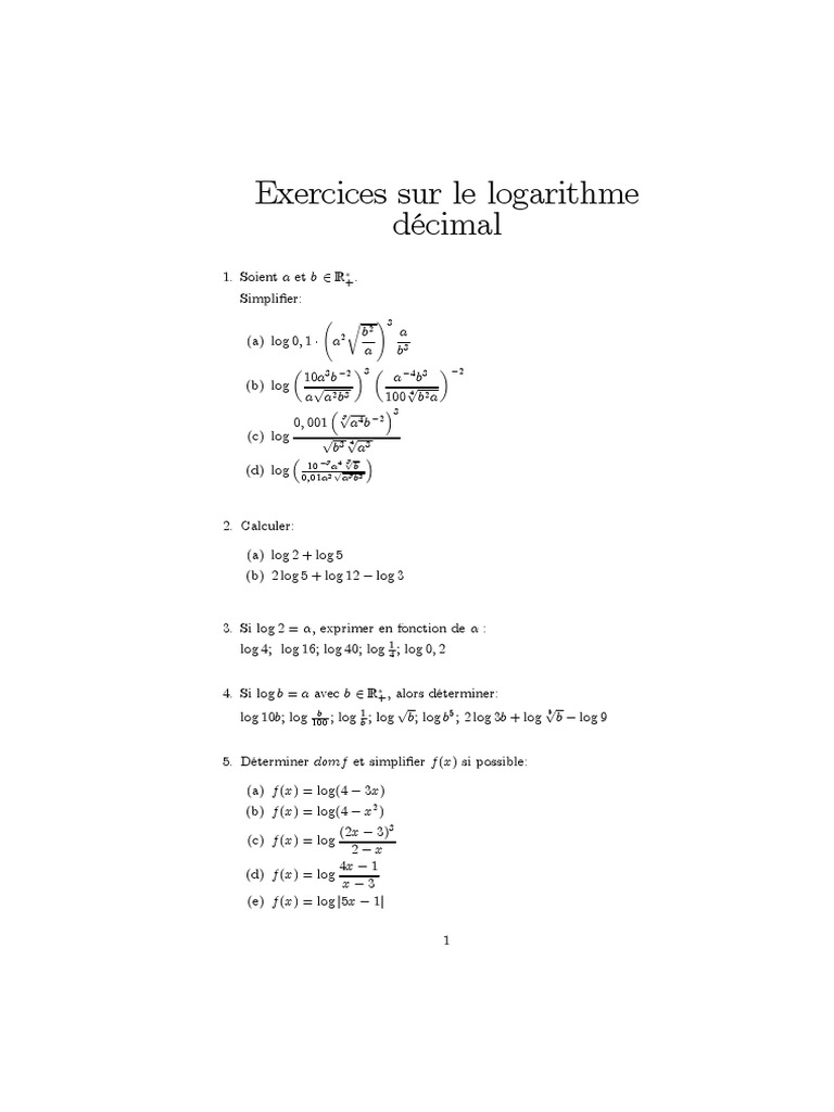 Logarithmes pdf mathematics special functions