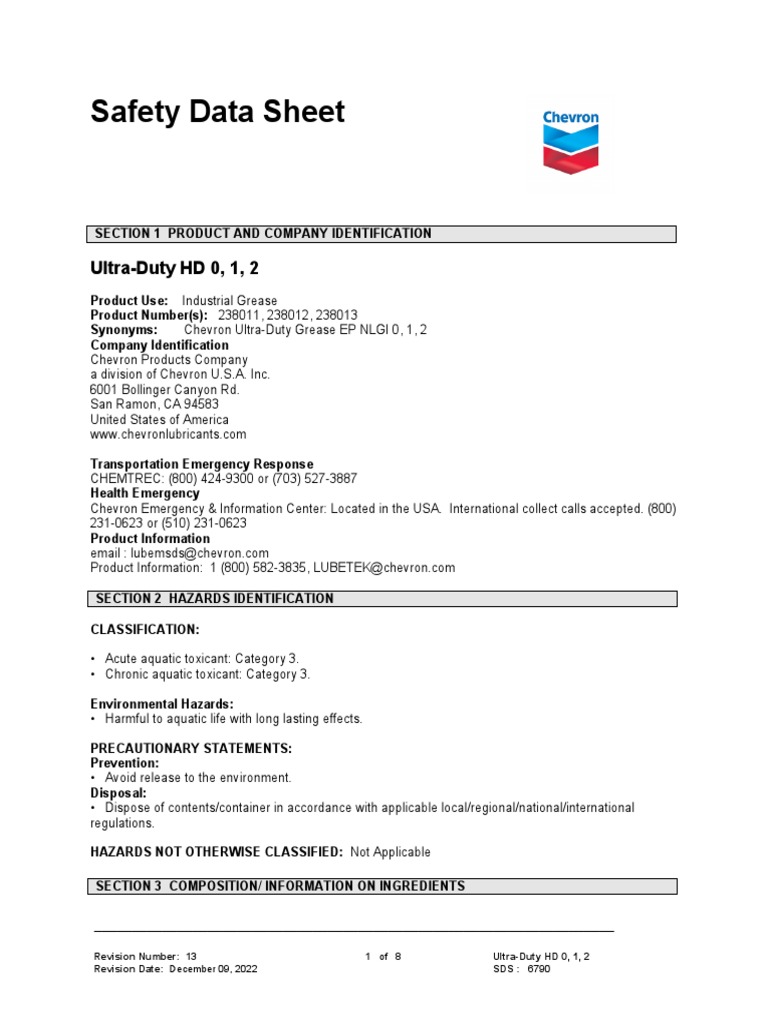 SdsGrease PDF Personal Protective Equipment Toxicity