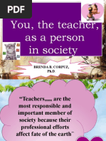 You As The Teacher Person in The Society and Seven Philosophies of Education