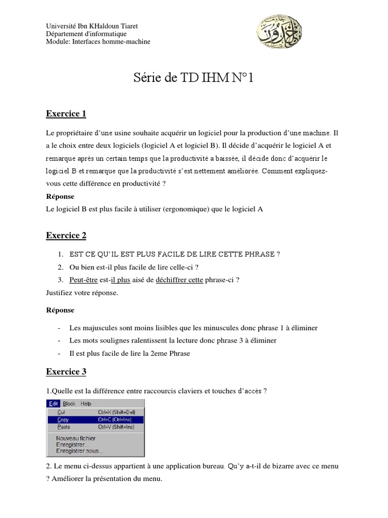 Optimisation des Interfaces Homme-Machine | PDF | Clavier d'ordinateur ...