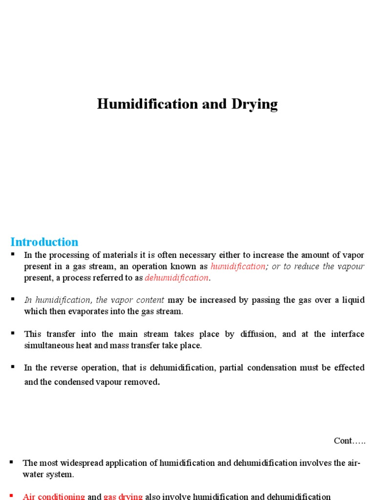 Humidification and Drying PDF Humidity Evaporation