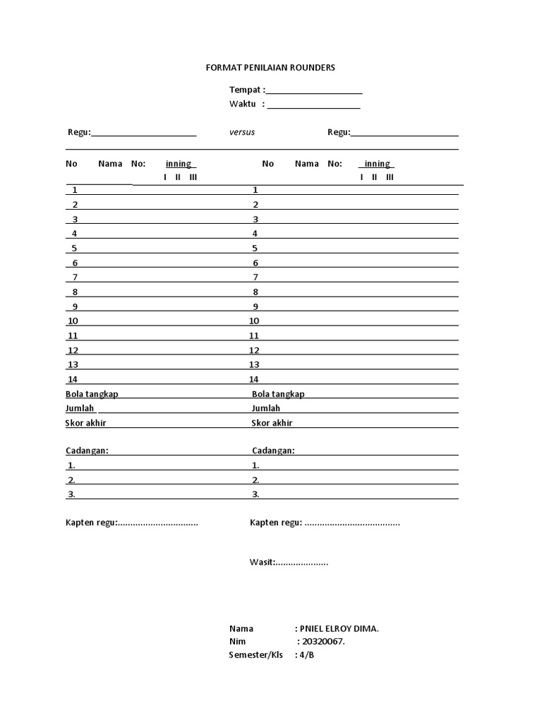 Format Penilaian Rounders | PDF