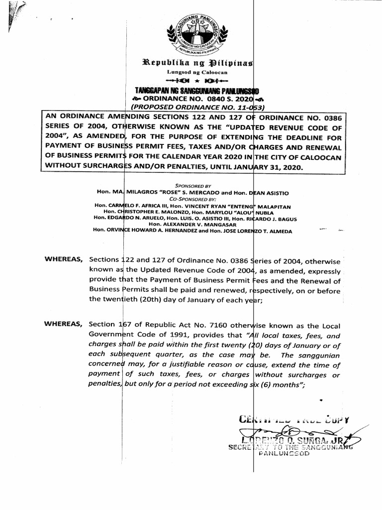 Extension of Payments in Business Tax PDF