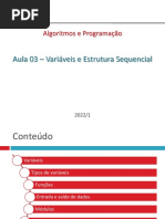AeP-Aula-03 - Variáveis e Estrutura Sequencial