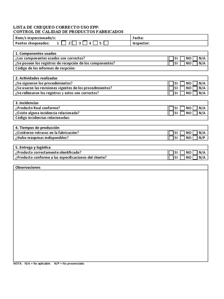 Formato Check List1 | PDF