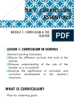 Chapter 1 Curriculum Essentials (Module 1 Curriculum and The Teacher)