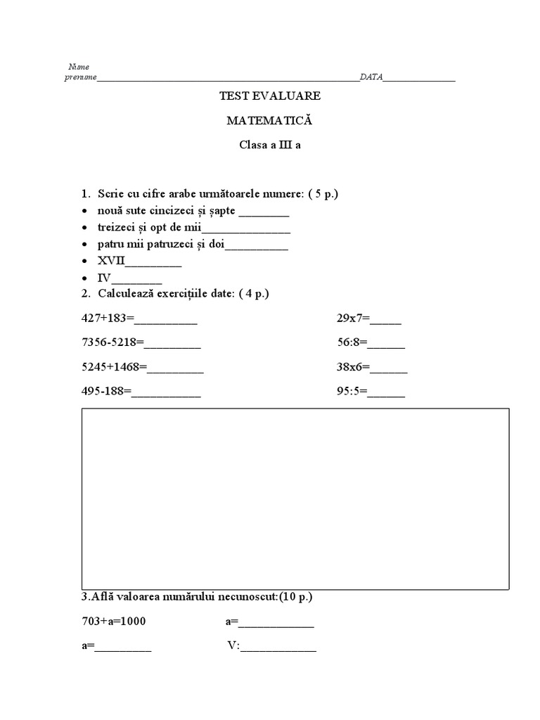 Test Mate Cls 3 Cu Barem | PDF