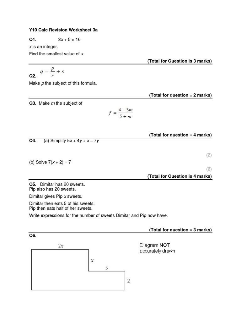Y10 Calc Revision 3a | PDF | Interest | Arithmetic