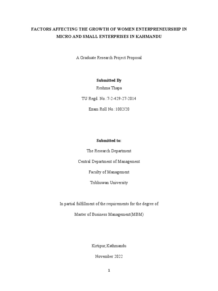 Women Entrepreneurship Growth Factors in Kathmandu | PDF ...