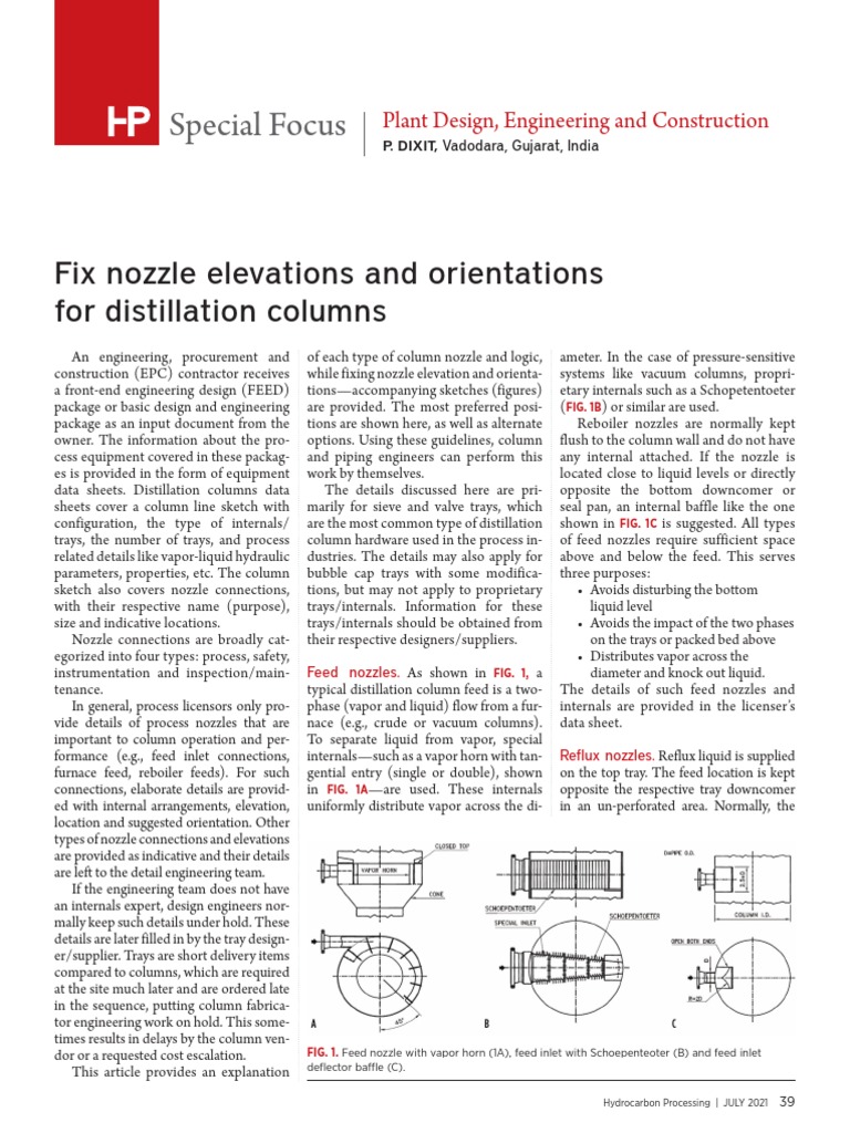 Fix Nozzle Elevations and Orientations For Distillation columnP.Dixit