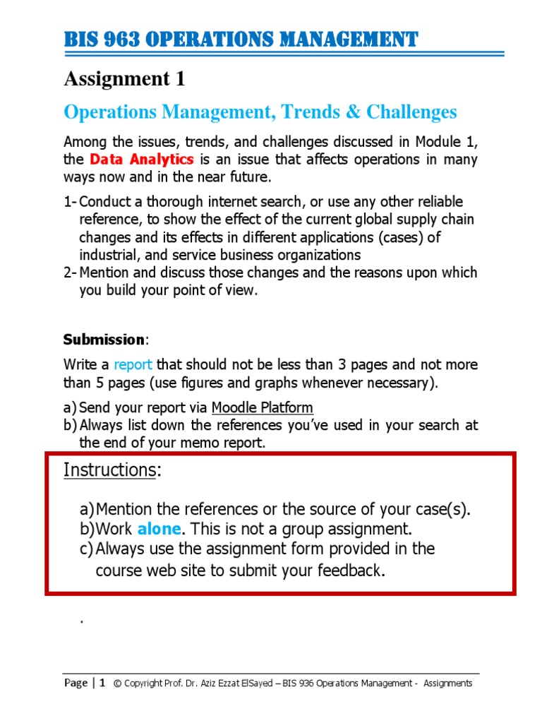 Assignment 1 - Intro To Operations Management | PDF