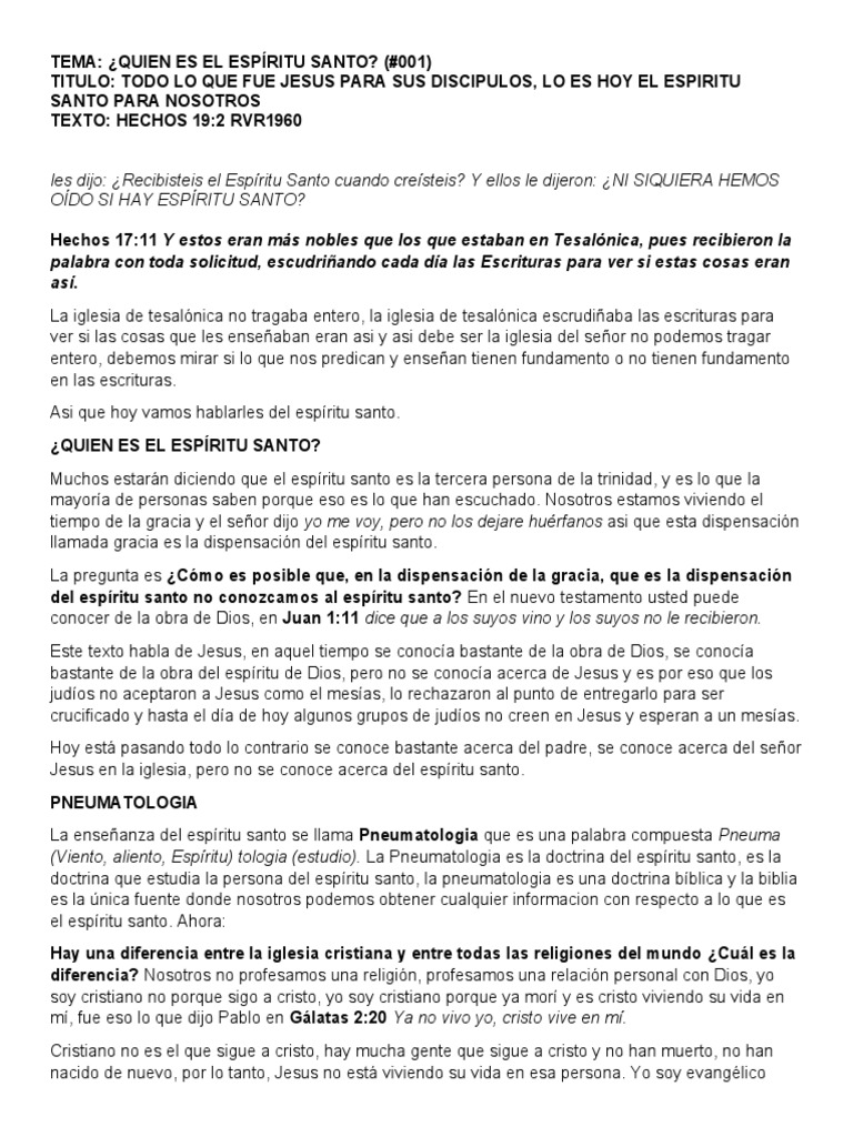 Serie - Quien Es El Espiritu Santo | PDF | espíritu Santo | Jesús