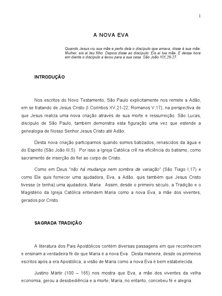Maria: A Nova Eva da Salvação | PDF | Maria, mãe de Jesus | Adão e Eva