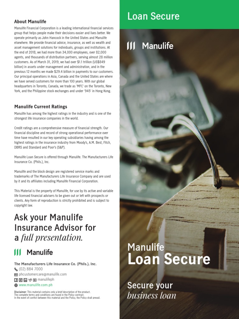 Manulife Loan Secure Brochure PDF Insurance Business