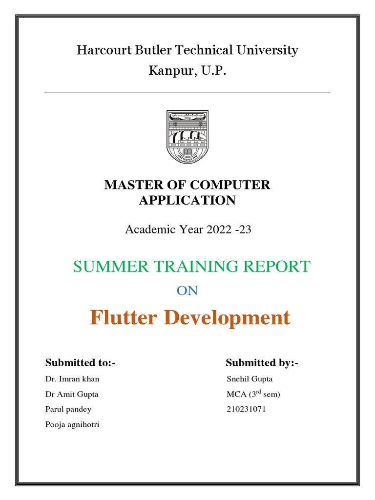 Flutter Development Training Report | PDF | Mobile App | Computer Science