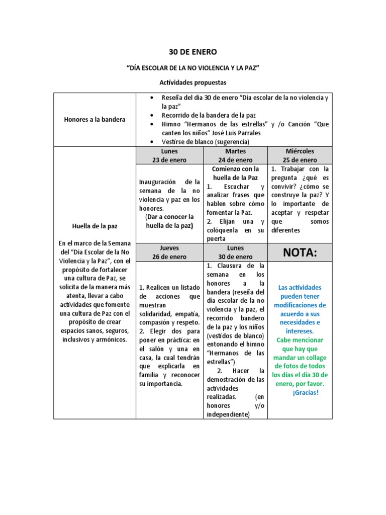 Día Escolar de La No Violencia y La Paz | PDF | Mahatma Gandhi | Paz