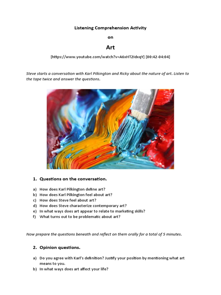 Art Listening Comprehension Speaking b2 CLT Communicative