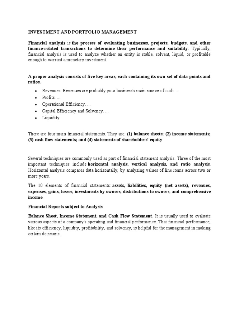 FINANCIAL ANALYSIS AND REPORTING - Module 1 | PDF | Balance Sheet | Revenue