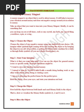 Money Reiki L1 Part B Manisha | PDF | Reiki