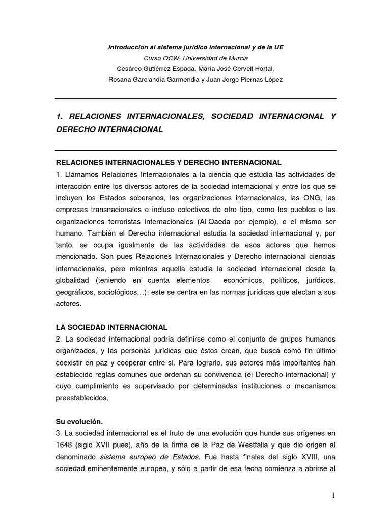 Introducción al Derecho Internacional y UE | PDF | Ley internacional ...