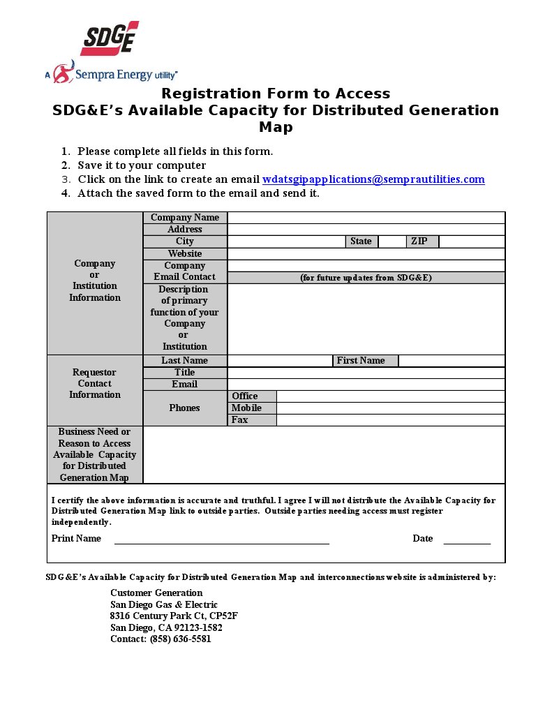 SDG&E Distributed Generation Access Form | PDF